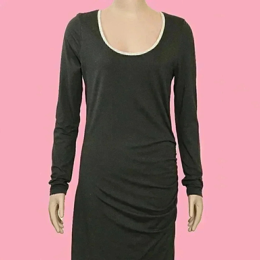 Athleta Athleisure Long Sleeve Bodycon‎ Midi Dress Size Medium Casual Scoop Neck - Picture 2 of 6